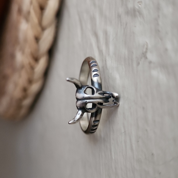 Super Cool Native American Navajo Sterling Longhorn Steer Ring 🐄 - Picture 6 of 8